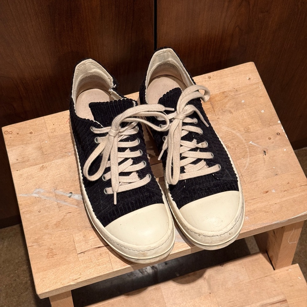 Rick Owens DRKSHDW Black Corduroy Sneakers